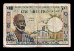 West African St. Senegal 5000 Francs 1965 Pick 704Km Bc/Mbc F/Vf - États D'Afrique De L'Ouest