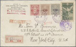 Japanese Post In Corea: 1914/19, BOC Registered Cover With Tazawa 3 Sen, 6 Sen A - Militärpostmarken