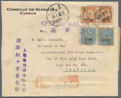 Japanese Occupation WWII: 1942, 1st Issue 1 C. (pair), 20 C. (2) Tied "CANTON 31 - 1943-45 Shanghai & Nanjing