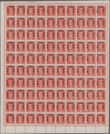 Japanese Occupation WWII - Hongkong: 1945, 3 Y. On 2 S. Carmine, Sheet Of 100, F - 1941-45 Occupation Japonaise