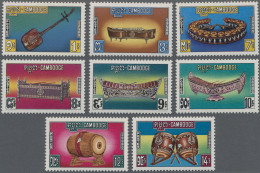 Cambodia: 1975 'Musical Instruments': Unissued Set Of 8 WITHOUT OVERPRINT, Mint - Cambodia