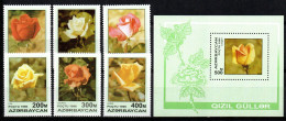 Aserbaidschan 1996 - Mi.Nr. 320 - 325 + Block 24 - Postfrisch MNH - Blumen Flowers Rosen Roses - Rozen