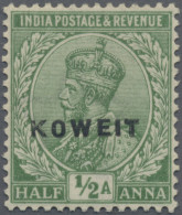 Kuwait: 1923 The Unissued "KOWEIT" Ovpt. In Black On India KGV. ½a. Green, Mint - Kuwait