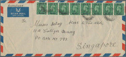 Kuwait: 1952 Air Mail Envelope To Singapore Franked By 8 (two Strips Of Four) KG - Kuwait