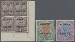 Kuwait: 1923-24 Officials With Variety "Overprint Double, One Albino" On 1a. Cho - Koweït