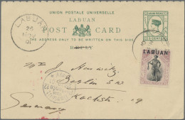 Labuan: 1894 Postal Stationery Reply Card 3c. Used As Normal Postcard To Germany - Other & Unclassified