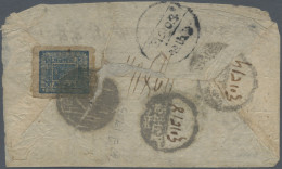 Nepal: Ca.1905, 1 A. Blue On The Reverse Of Domestic Cover With Several Transit - Népal