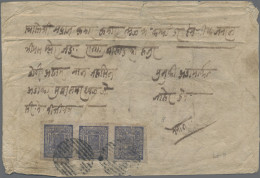 Nepal: 1907 Triple-weight Cover From Doti To Kathmandu Franked By 1a. Ultramarin - Népal