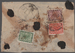 Nepal: 1931, 2nd. Pashupati 4 P., 8 P. And 16 P. Tied "Bhadgaon" Crescent Type P - Nepal