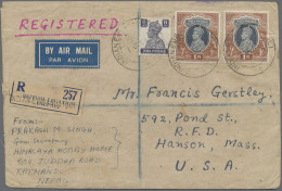 Nepal: 1949 Registered Cover From Kathmandu To Hanson, Mass., USA Via New York, - Népal