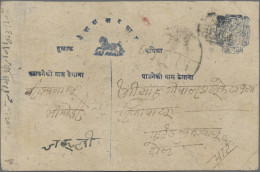 Nepal - Postal Stationery: 1930 "Horse" Postal Stationery Card 2p. Blue, V.d. Wa - Népal