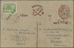 Nepal - Postal Stationery: 1930's: Postal Stationery Card 4p. Brown Used From Ka - Népal