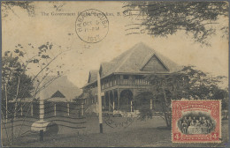 North Borneo: 1917, 4c. Scarlet/black Franked On Picture Side Of Ppc "The Govern - Nordborneo (...-1963)
