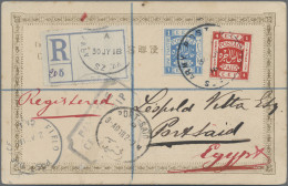 Palestine: 1918, EEF 4 M. Red And 1 P. Blue Tied "Army Post Office SZ 44 30 JY 1 - Palestine