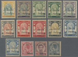 Thailand: 1909-10 Definitives Optd. New Value, Complete Set Of 14, Mounted Mint, - Thailand