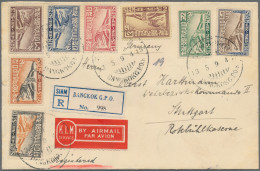 Thailand: 1925, Airmails "Garuda", 2s.-1b., Complete Set Of Eight Values On Regi - Thaïlande