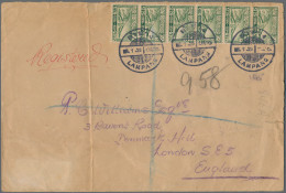 Thailand: 1929 Registered Cover From Lampang To London Via Bangkok, Franked 1925 - Thailand