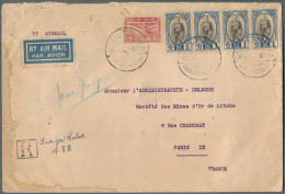 Thailand: 1935 Air Mail Envelope Used Registered From Sungei-Golok To Paris Via - Thailand