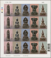 Thailand: 2005 'Buddha Figures' IMPERFORATE Se-tenant Sheet With Four Sets Of Fi - Thaïlande