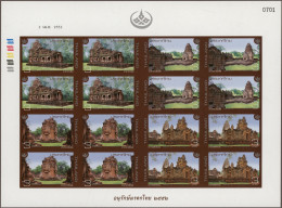 Thailand: 2009 'Heritage Site' Se-tenant Sheet Of 16 IMPERF, Mint Never Hinged, - Tailandia