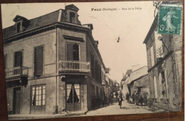 Cpa, 24 DORDOGNE, FAUX, Rue De La Poste, Animée, éd Fourche, écrite En 1915 - Sonstige & Ohne Zuordnung