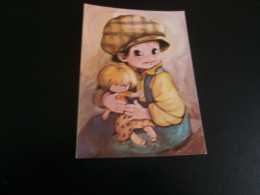 BELLE ILLUSTRATION  "PETITE FILLE ET POUPEE" ...SIGNE W - Sonstige & Ohne Zuordnung