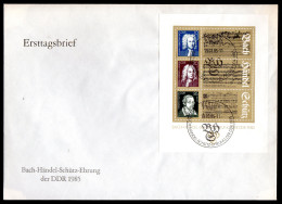 DDR, FDC Block "Bach Händel-Schütz-Ehrung Der DDR 1985" - Otros & Sin Clasificación