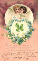 ILLUSTRATION, CHILDREN, ANGELS, FLOWERS, FOUR LEAF CLOVER, SWITZERLAND, POSTCARD - Unclassified