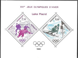 Monaco 1980 Olympic Games Jeux Olympiques Lake Placid Yv.no. 12 (1222-23) Michel No. 1419-20 Bl. Postfr. Neuf MNH ** - Blocchi