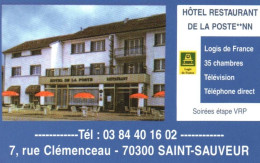 70 -   SAINT SAUVEUR   -PUB - CARTE VISITE -RESTAURANT DE LA POSTE - Saint-Sauveur