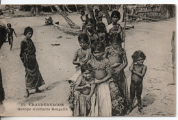 Carte Postale Ancienne Inde - Chandernagor. Groupe D'enfants Bengalis - Indien