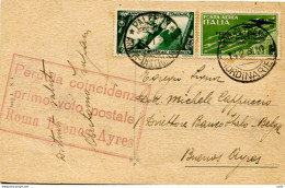 Posta Aerea Roma Buenos Aires 3 Lire Su Cartolina - Storia Postale