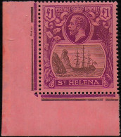 1912-37 St Helena Giorgio V 1£ Grey And Purple Red Corner MNH SG N. 96 - Other & Unclassified