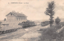 VERMAND (Aisne) - La Gare Avec Train - Voyagé 1921 (2 Scans) - Altri & Non Classificati