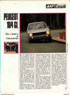 Feuillet De Magazine, Peugeot 104 GL 1975 - Voitures