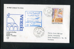 "TUNESIEN" 1983, Erstflugbrief LH 337 Mit Boeing 727 "Djerba-Frankfurt" (R1240) - Sonstige (Luft)