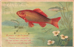 ANIMAUX ET FAUNE - Un Poisson Rouge - Ce Poisson N' A Pas La Parole... - Colorisé - Carte Postale Ancienne - Pesci E Crostacei