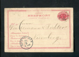 "SCHWEDEN" 1888, Postkarte Mi. 13b Nach Nuernberg (R1246) - Postal Stationery