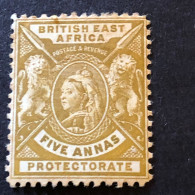 BRITISH EAST AFRICA   SG 72  5 Annas Yellow Bistre  MH* - British East Africa