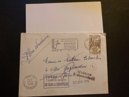 LETTRE TP CONSEIL ECONOMIQE 0,80 OBL.MEC.17-1 1978 PARIS 01 + OBL.MEC. PARIS 20 RETOUR A L'ENVOYEUR + CACHET DE FACTEUR - 1961-....