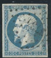 N°14 20c BLEU LAITEUX SUR VERDATRE NAPOLEON TYPE 1 / OBLITERATION PC 3731 IND NEMOURS ALGERIE - 1853-1860 Napoléon III.