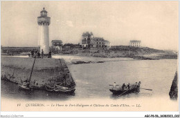 AGCP8-56-0637 - QUIBERON - Le Phare De Port-Haliguen Et Chateau Du Comte D'Elva - Quiberon