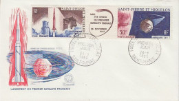 Saint Pierre Et Miquelon Lancement Premier Satellite Français 2v FDC 1965 (OO157) - America Del Nord