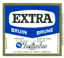 Oud Etiket Bier Extra Bruin - Brouwerij / Brasserie Verlinden Te Lubbeek - Cerveza