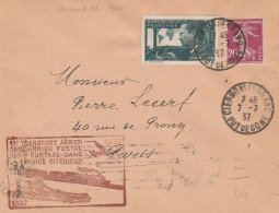 1er Transport Aérien Sans Surtaxe - Clermont Ferrand - Paris    07/07/1937 - 1927-1959 Storia Postale