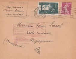 1er Transport Aérien Sans Surtaxe -  Paris - Perpignan    07/07/1937 - 1927-1959 Lettres & Documents