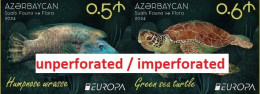 Azerbaijan 2024 CEPT EUROPA Underwater Fauna & Flora Part Booklet Without Cover 2 Stamps IMPERFORATED / UNPERFORATED - Azerbaïdjan