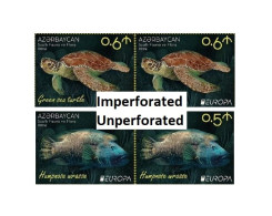 Azerbaijan 2024 CEPT EUROPA Underwater Fauna & Flora 2 X 2 Stamps From Sheets IMPERFORATED / UNPERFORATED - Aserbaidschan