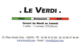 21 -  DIJON     -PUB - CARTE VISITE -RESTAURANT   LE VERDI - Dijon
