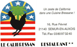 21 -  SEMUR EN AUXOIS    -PUB - CARTE VISITE -RESTAURANT   CALIBRESSAN - Semur